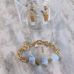 Handmade Bracelet and Earrings Set - Gold plated - NWOT